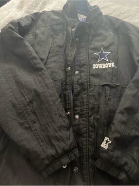 STARTER Black Dallas Cowboys Windbreaker Jacket with Navy Star